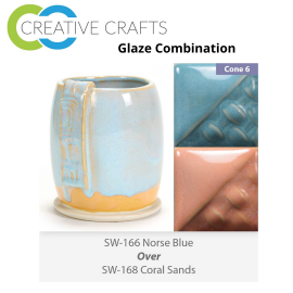 Norse Blue SW166 over Coral Sands SW168 Stoneware Combination